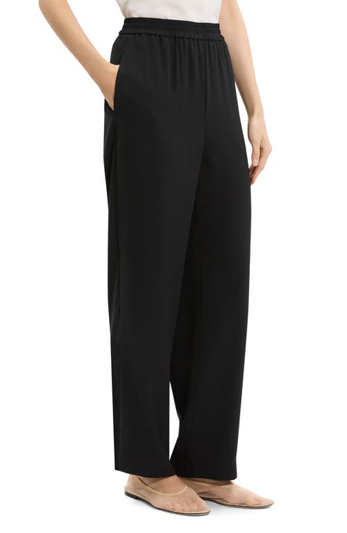 Theory Black Pants With Elastic Drawstring Waist And Pences On The Front In Tech Fabric Woman