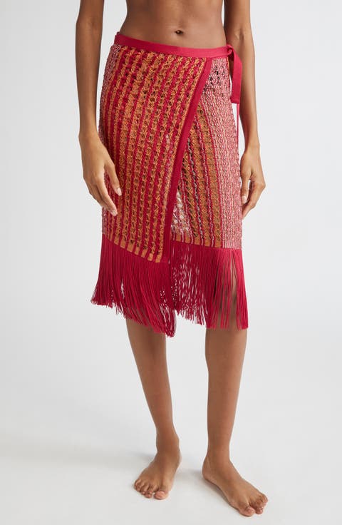 Open Knit Fringe Cover-Up Pareo