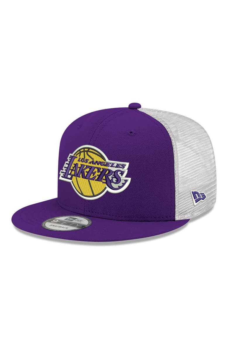 New Era Men's New Era Purple Los Angeles Lakers Core Logo Meshback 9FIFTY Snapback Hat, Main, color, Purple