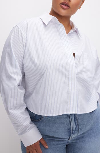 Stripe Crop Button-Up Shirt