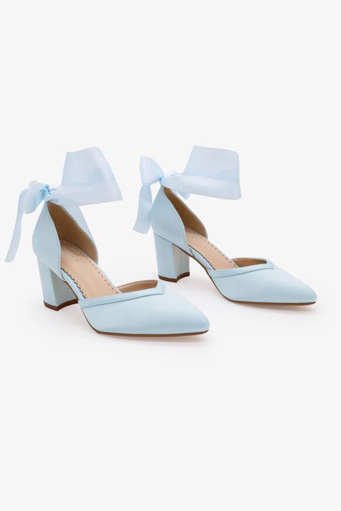 Sally Satin Block Heels with Wrapped Satin Tie