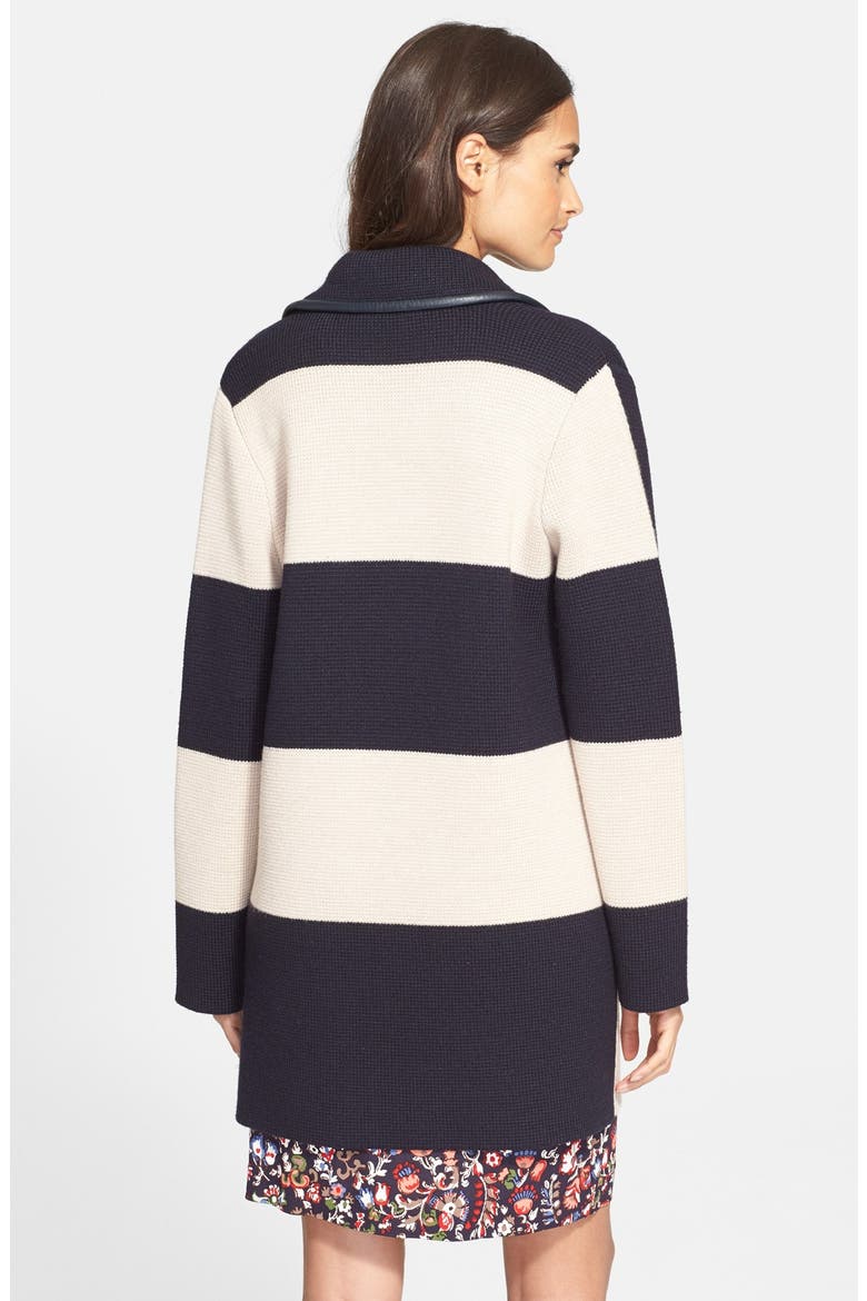 Colorblock Heavyweight Merino Wool Coat, Alternate, color, NAVY/ OATMEAL STRIPE