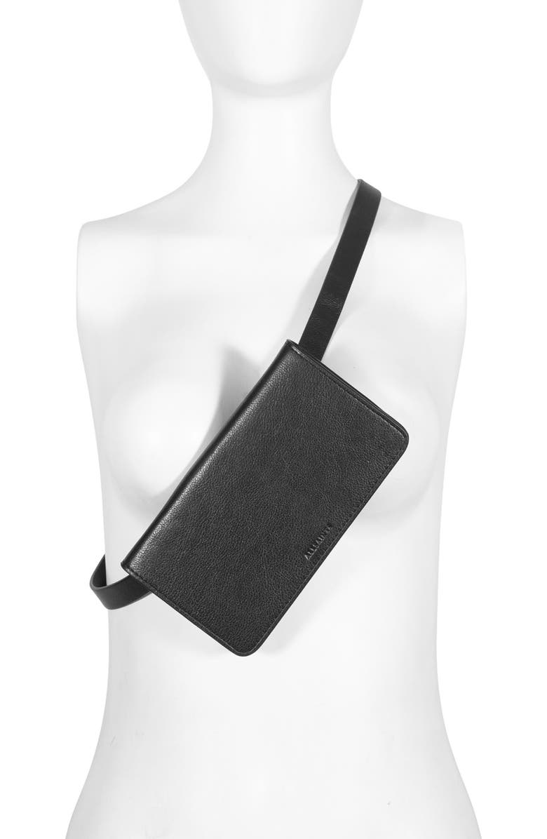 AllSaints Utilitarian Leather Belt Bag, Alternate, color,