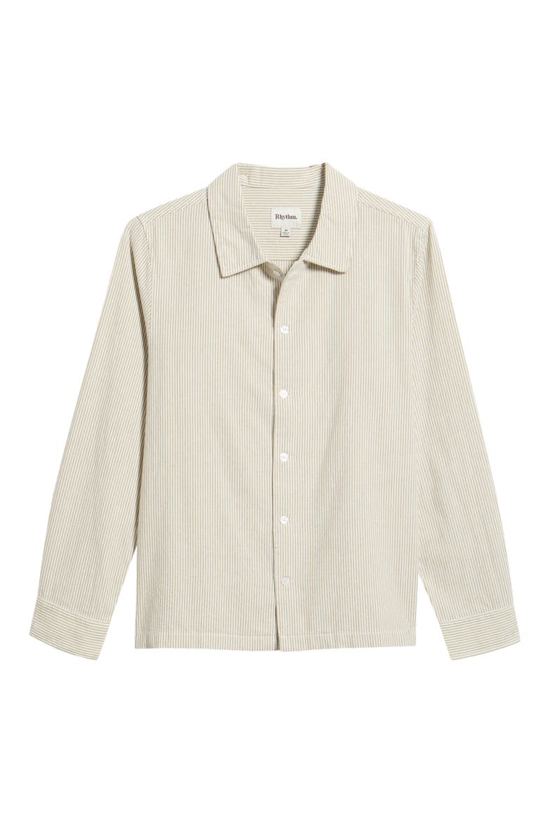 Bank Stripe Long Sleeve Button Shirt, Alternate, color, OLIVE