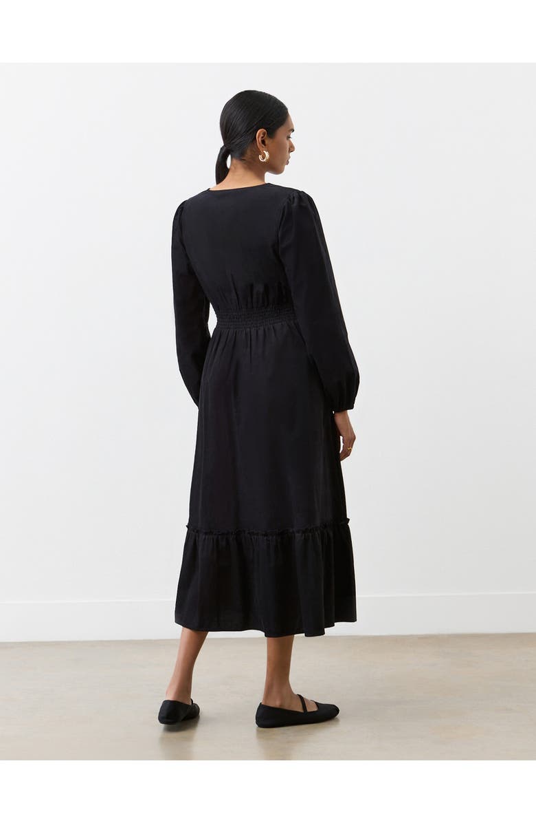 Finery London Arizona Long Sleeve Corduroy Midi Dress, Alternate, color, Black