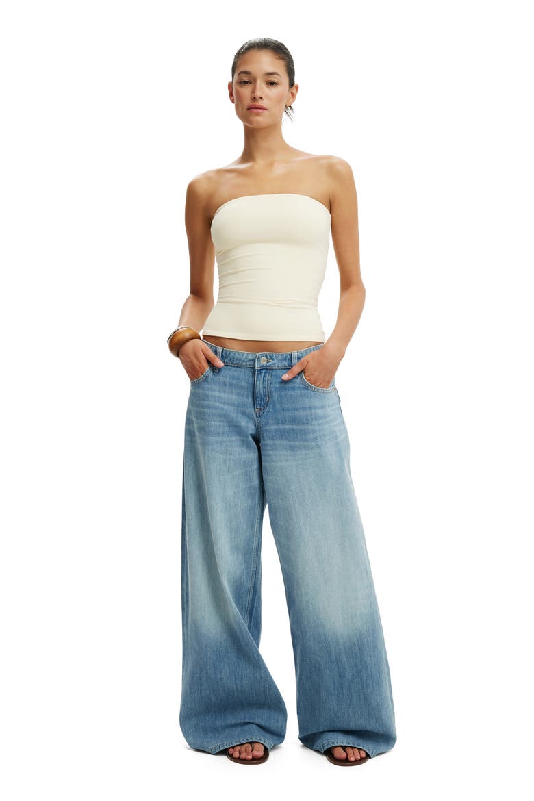 Low Rise Wide Leg Jeans, Alternate, color, FAIRLIGHT BLUE STITCH
