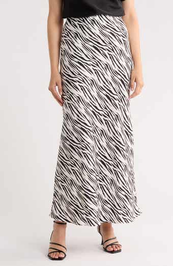 Zebra Print Satin Maxi Skirt