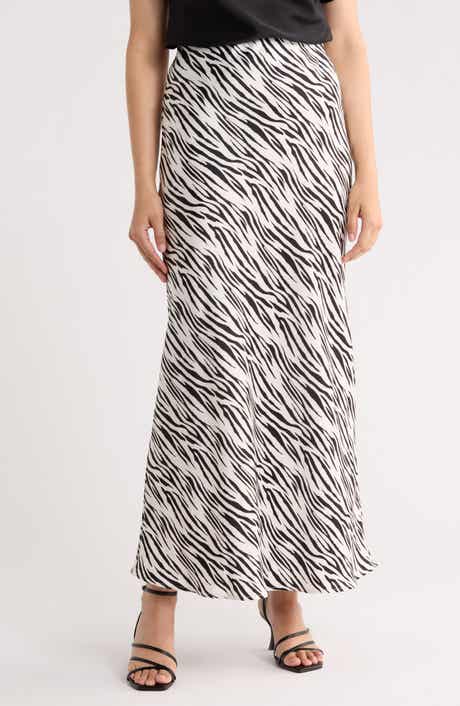 Renee C Zebra Print Satin Maxi Skirt
