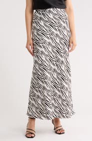 Renee C Zebra Print Satin Maxi Skirt