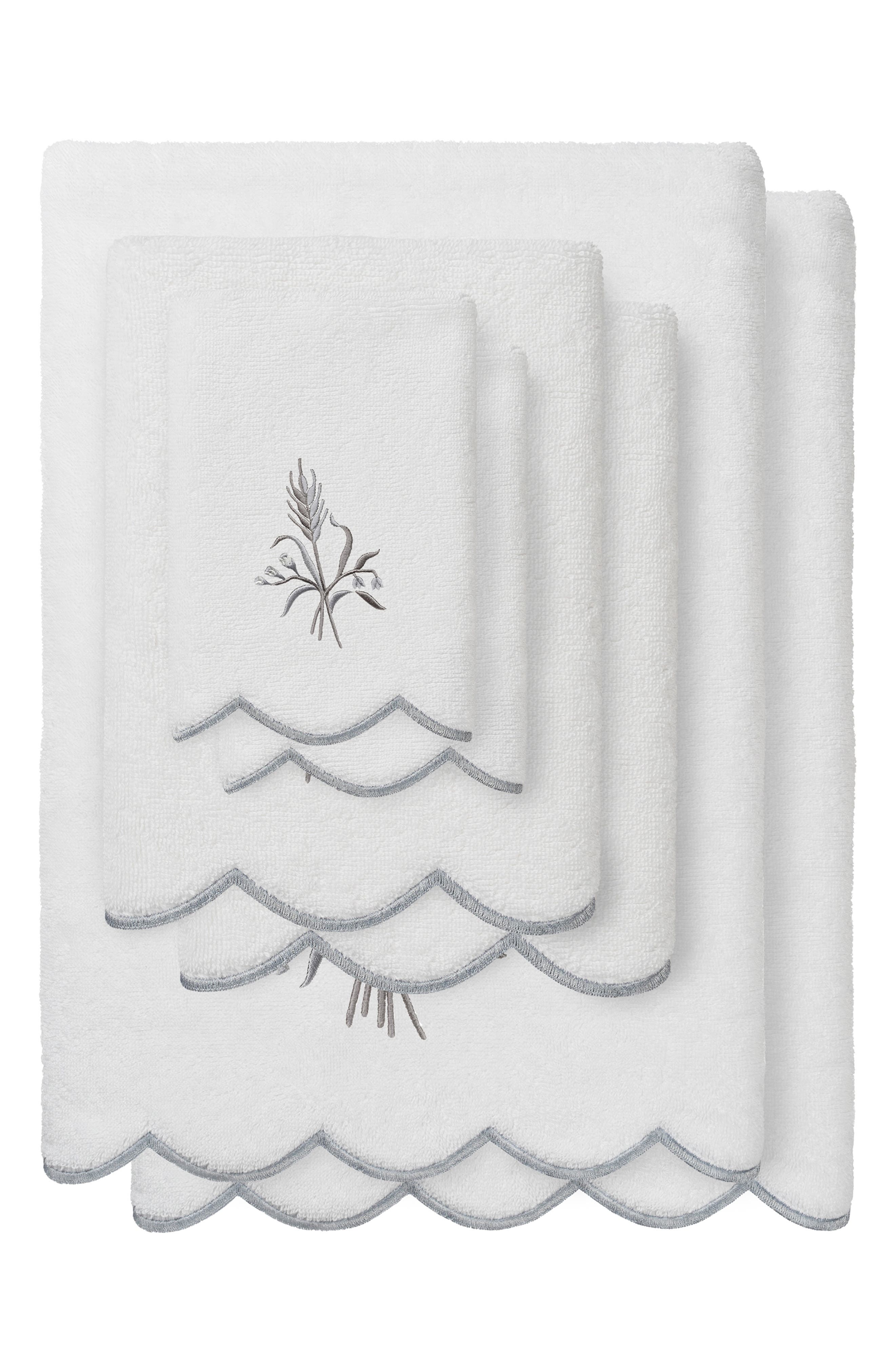 WHITNEY SCALLOP 6PC Embroidered Turkish Cotton Towel Set