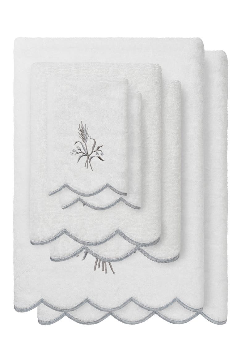 WHITNEY SCALLOP 6PC Embroidered Turkish Cotton Towel Set, Main, color, WHITE/ GRAY