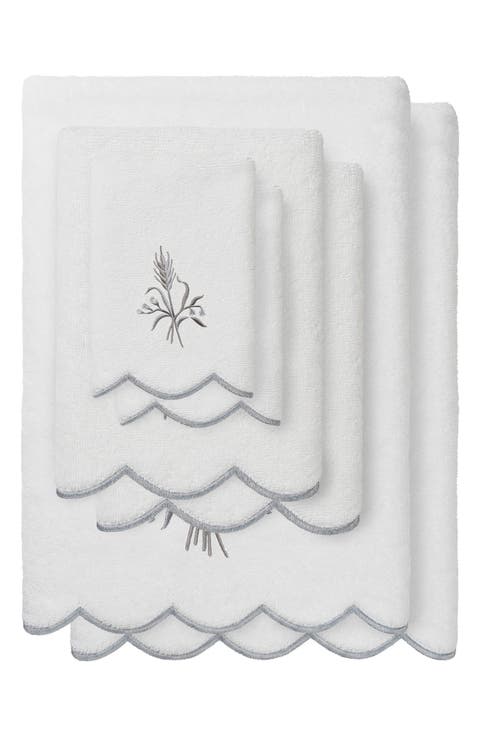 WHITNEY SCALLOP 6PC Embroidered Turkish Cotton Towel Set