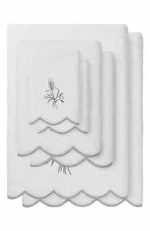 WHITNEY SCALLOP 6PC Embroidered Turkish Cotton Towel Set
