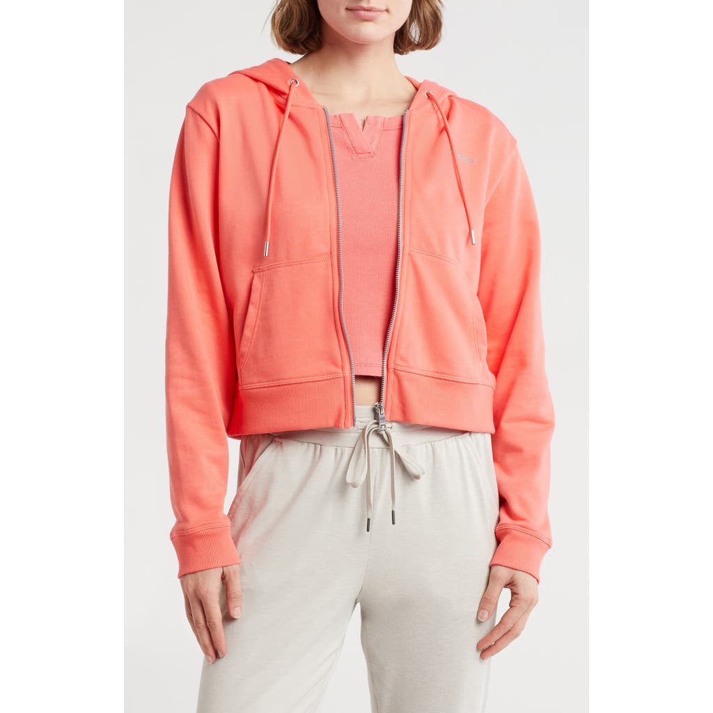 Shop Dkny Mini Stud Logo Zip Hoodie In Coral