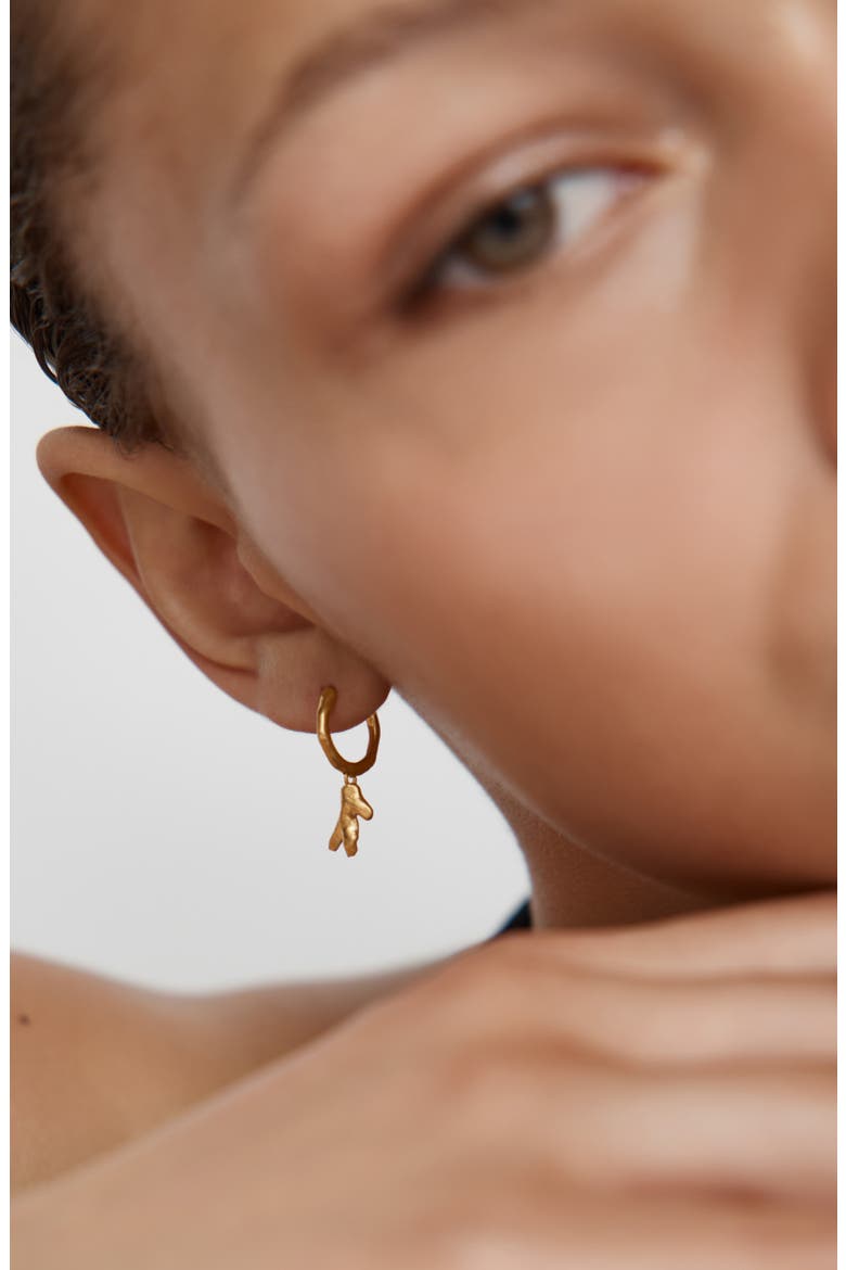 Fragments Coral Drop Huggie Hoop Earrings, Alternate, color, 18K GOLD VERMEIL