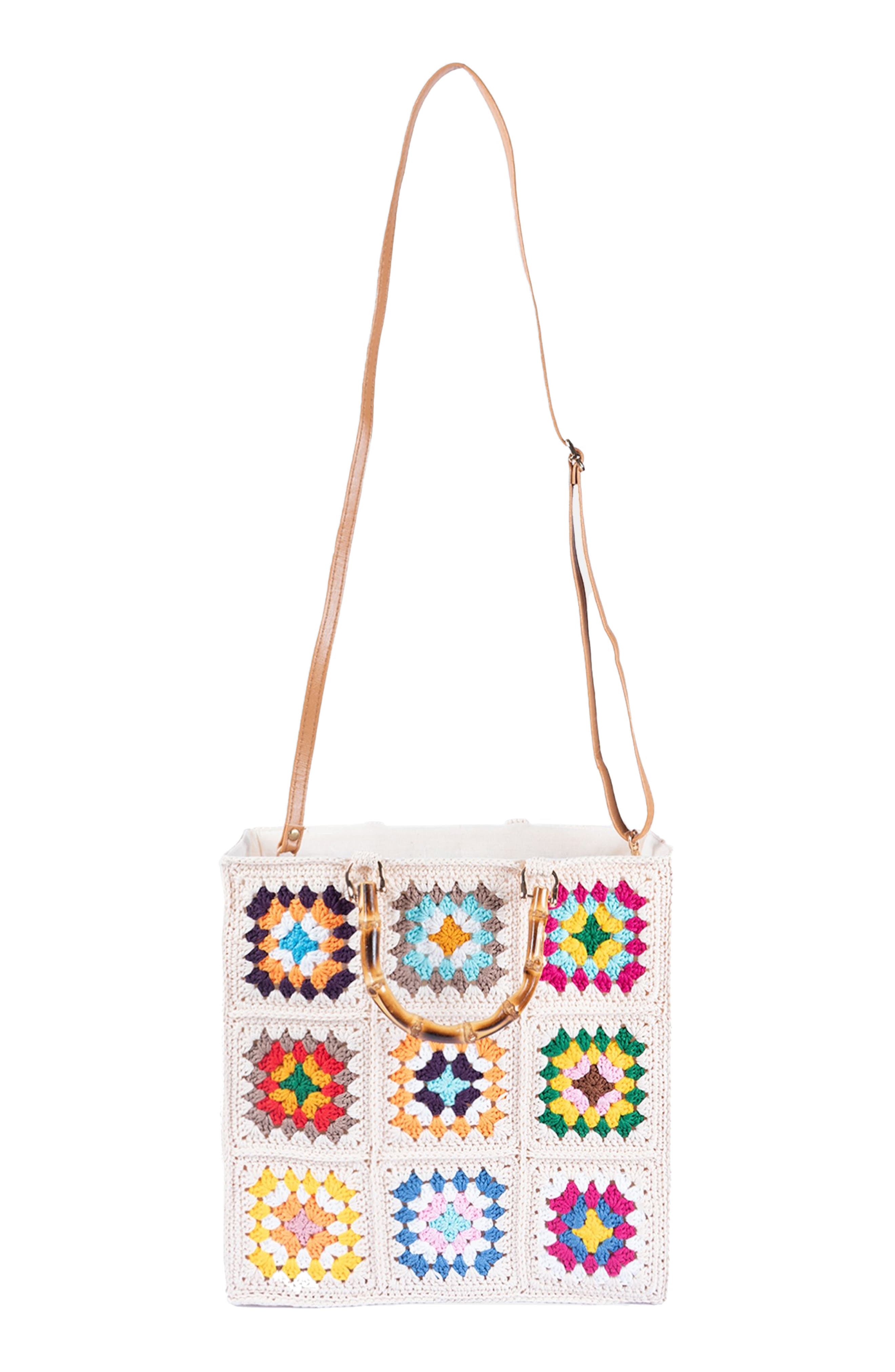 Jelavu Granny Square Crochet Tote Bag, Alternate, color, Ivory Multi