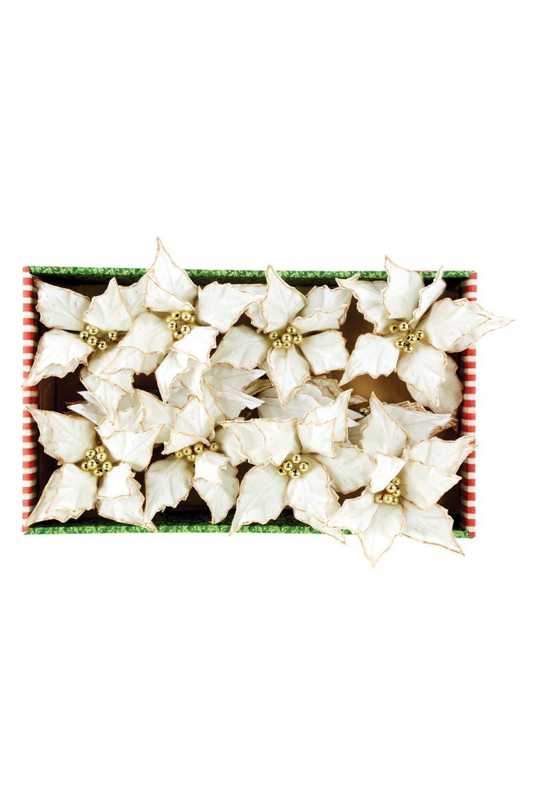 Glitter Poinsettia, Box of 12, Alternate, color, White
