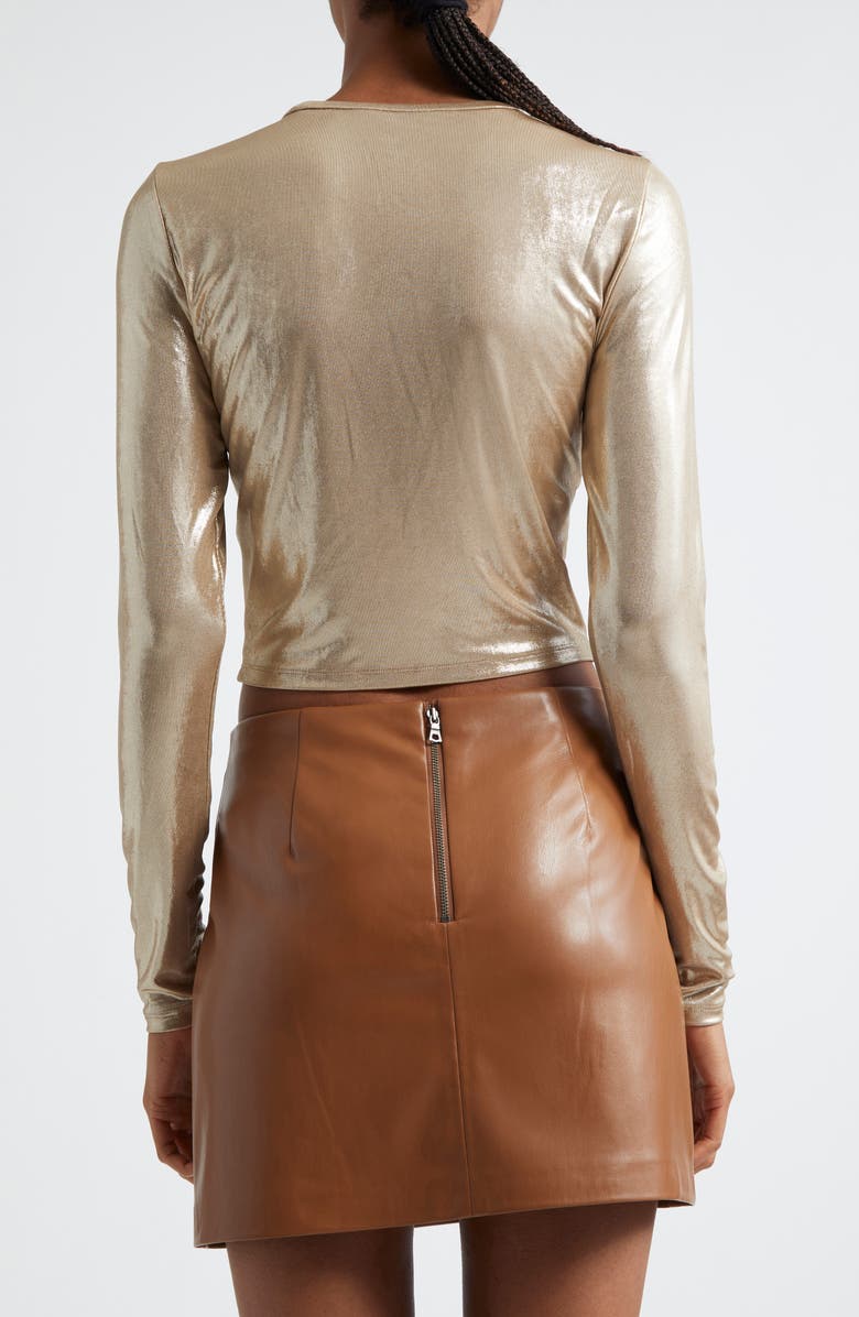 Alice + Olivia Delaina Metallic Crop Top, Alternate, color,