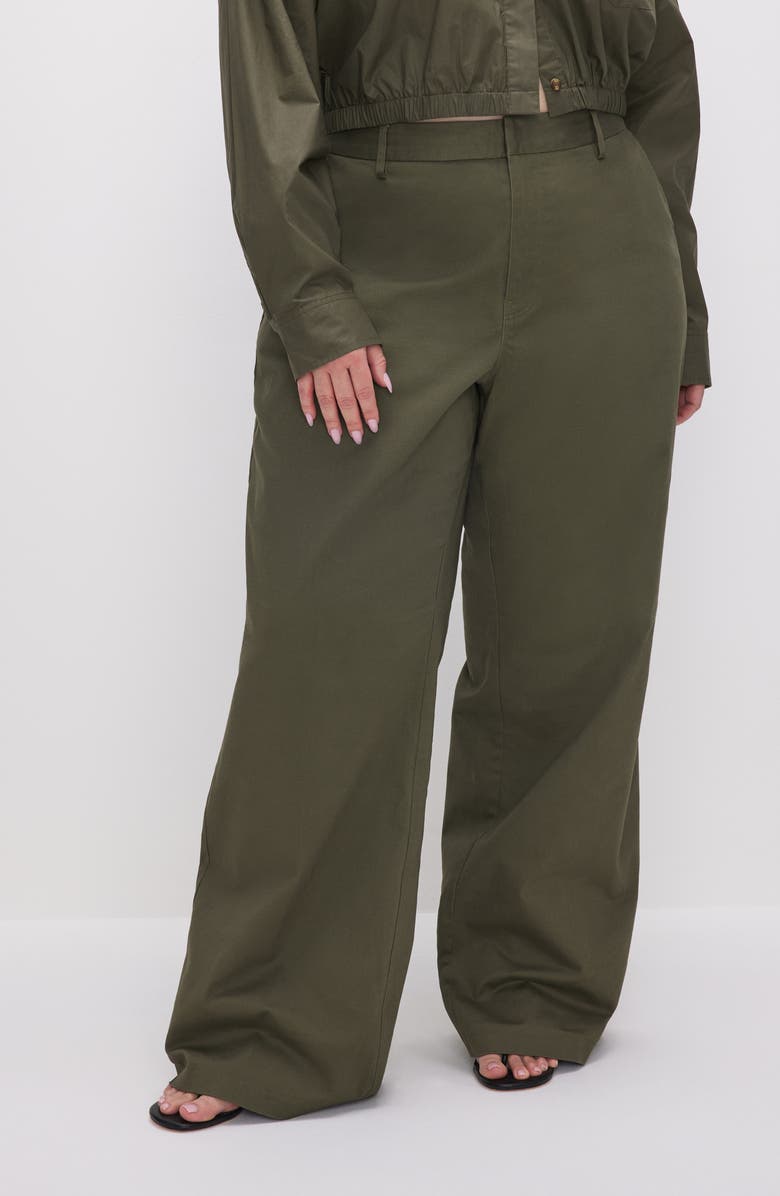 Good American Good Skate Cotton Stretch Twill Pants, Alternate, color, Fatigue001