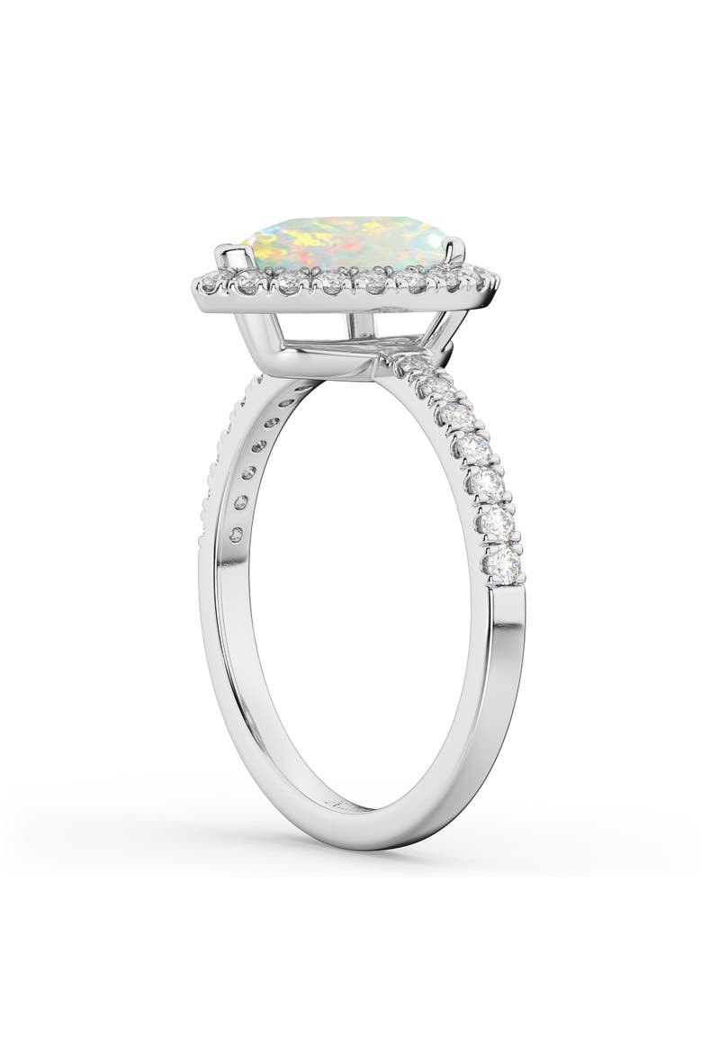 Pear Cut Halo Opal & Diamond Engagement Ring 14K, Alternate, color, 1.54ct/White Gold