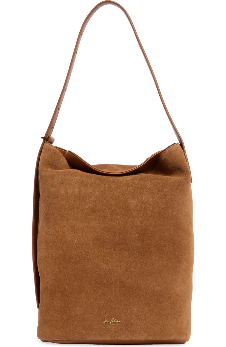 Sam Edelman Harlyn Suede Bucket Bag, Main, color, Caramel