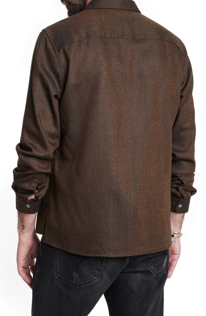 John Varvatos Pleated Placket Wool Button-Up Shirt, Alternate, color, 