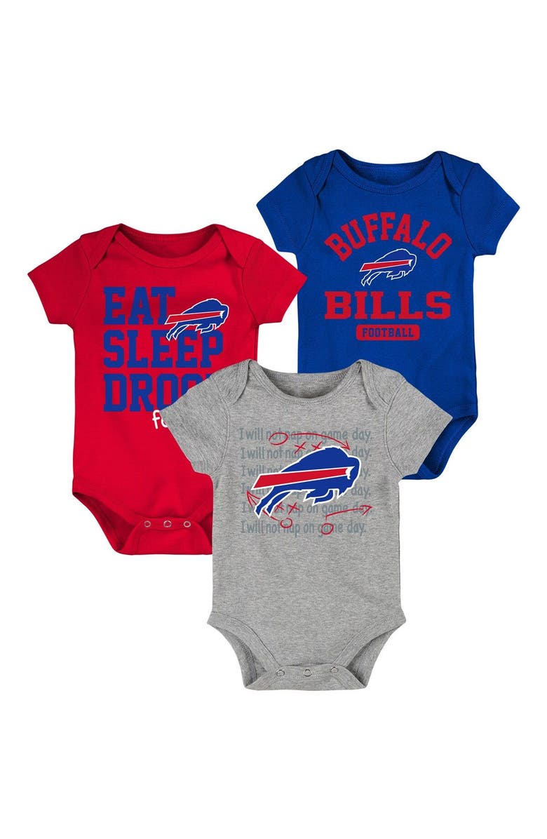 Outerstuff Newborn & Infant Royal/Red Buffalo Bills Eat Sleep Drool Football Three-Piece Bodysuit Set, Main, color, Royal