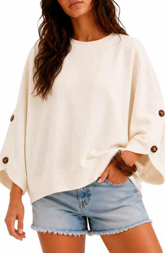 Geo Button Sleeve Cotton Sweater