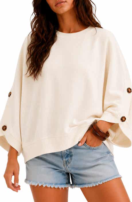 Geo Button Sleeve Cotton Sweater