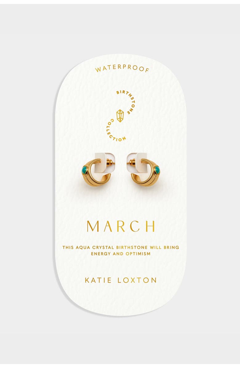 Katie Loxton 'March' Waterproof Gold Birthstone Hoop Earrings, Alternate, color, March