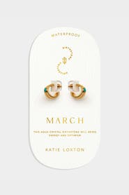 Katie Loxton 'March' Waterproof Gold Birthstone Hoop Earrings