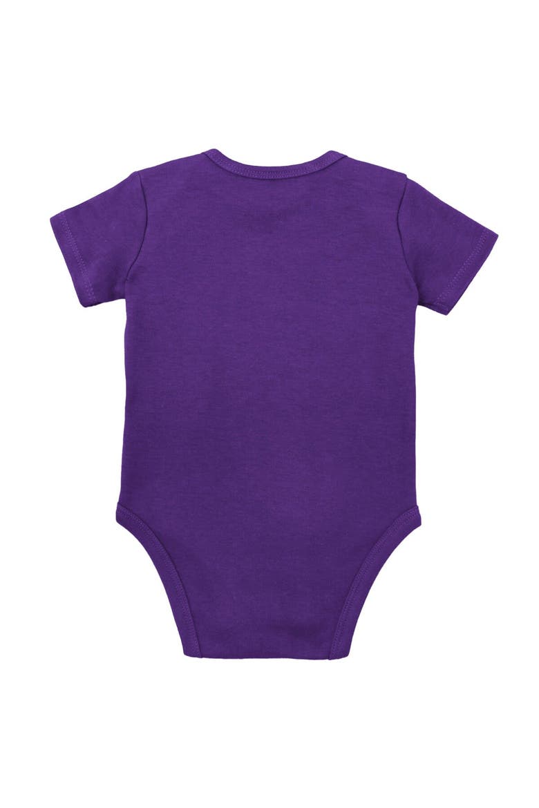 Infant Mitchell & Ness Purple/Gold LSU Tigers 3-Pack Bodysuit, Bib and Bootie Set, Alternate, color, Purple