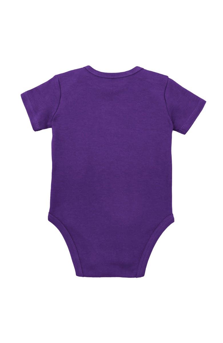 Mitchell & Ness Infant Mitchell & Ness Purple/Gold LSU Tigers 3-Pack Bodysuit, Bib and Bootie Set, Alternate, color, Purple