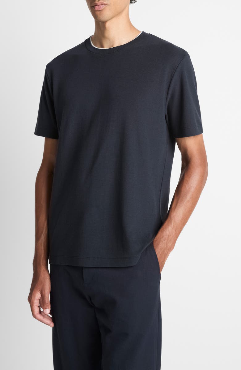 Vince Double Neckline Pima Cotton T-Shirt, Alternate, color, Coastal/Blanco
