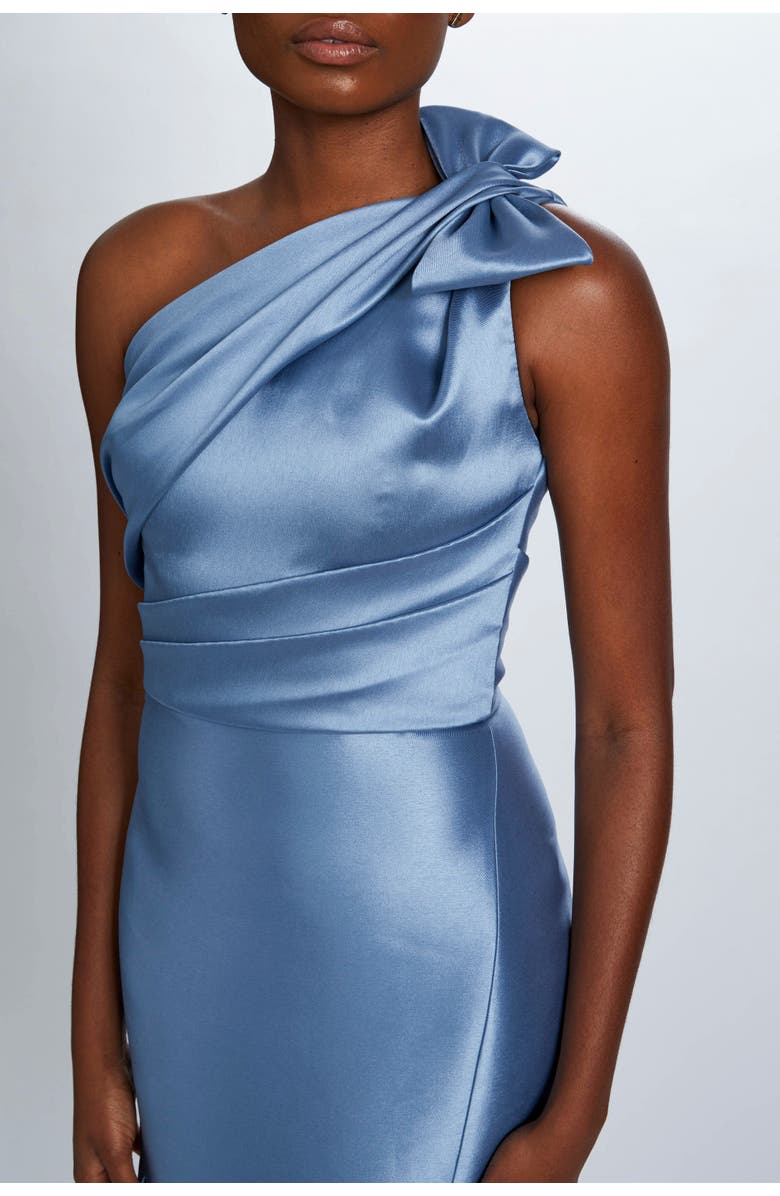 Amsale Mikado Draped Bodice Gown, Alternate, color, Smoky Blue