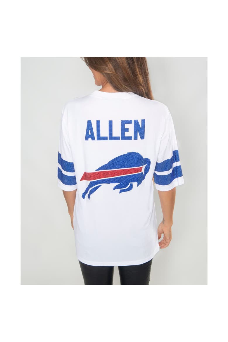 Women's Cuce Josh Allen White Buffalo Bills Crystal V-Neck Tunic, Alternate, color, White