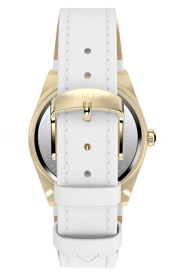 Simone Leather Strap Chronograph Watch, 38mm, Alternate, color, WHITE