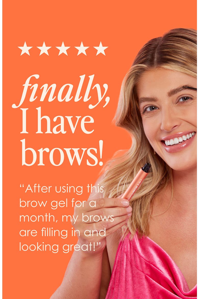 GrandeBROW 2-in-1 Tinted Brow Gel + Brow Enhancing Serum, Alternate, color, DARK