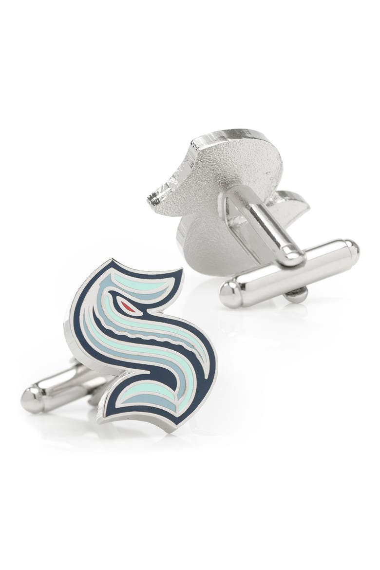 Seattle Kraken Cuff Links, Alternate, color, TURQUOISE