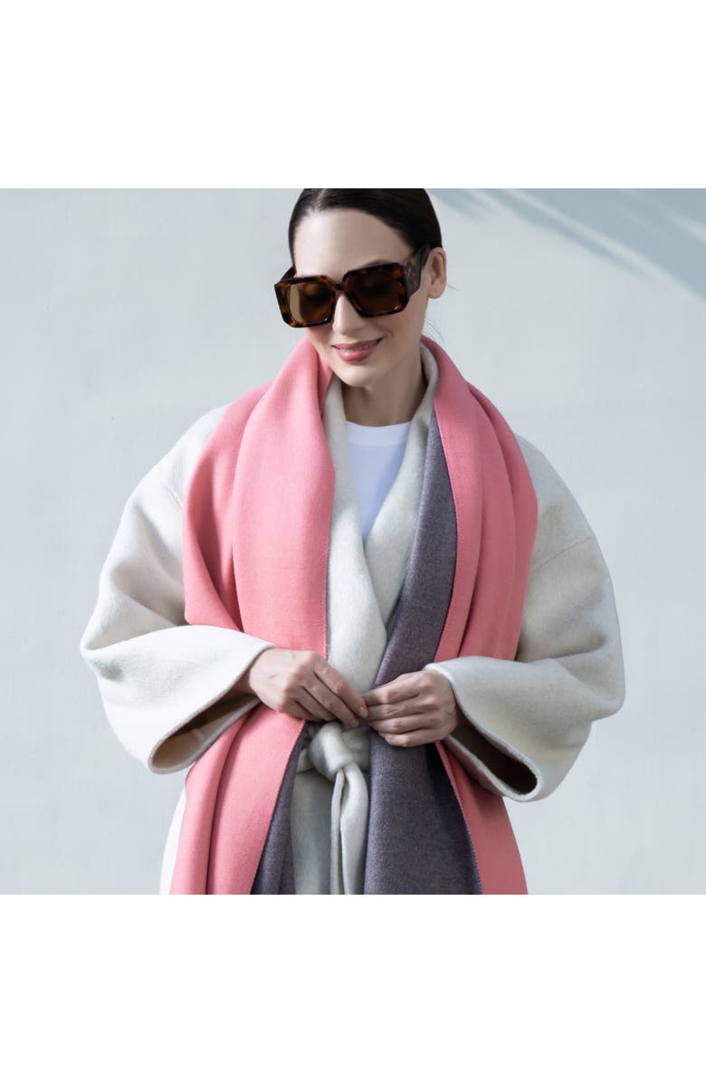 Youzey The Victoria- Reversible Scarf in Pink and Grey, Alternate, color, Pink/Grey