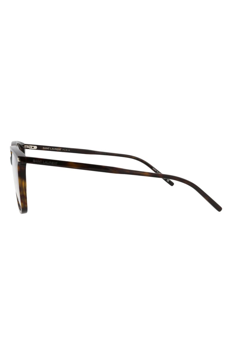 Saint Laurent 56mm Square Optical Glasses, Alternate, color, Havana Havana Transparent
