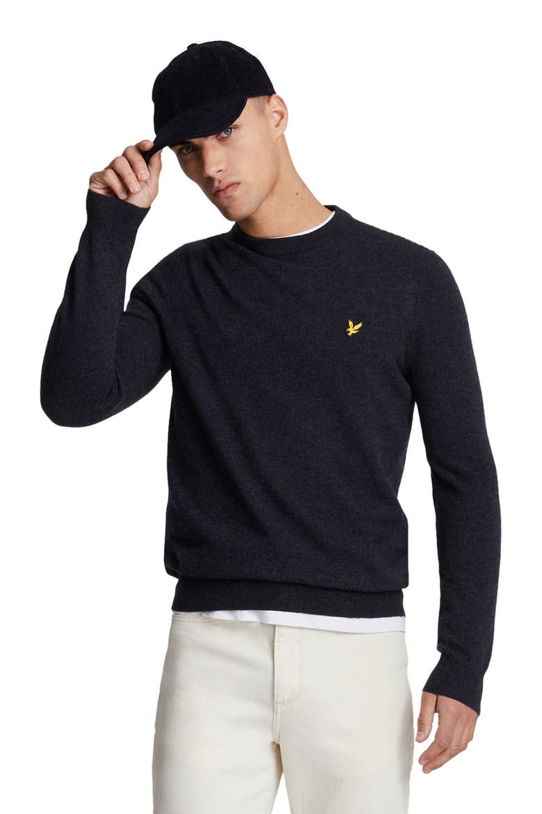 Lambswool Blend Crew Neck Sweater, Alternate, color, Dark Navy Marl