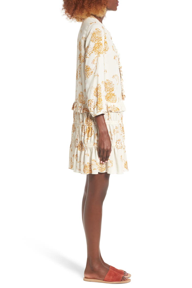 Ruffle Shift Dress, Alternate, color, IVORY BIRCH ALLIUM SPLOTCH