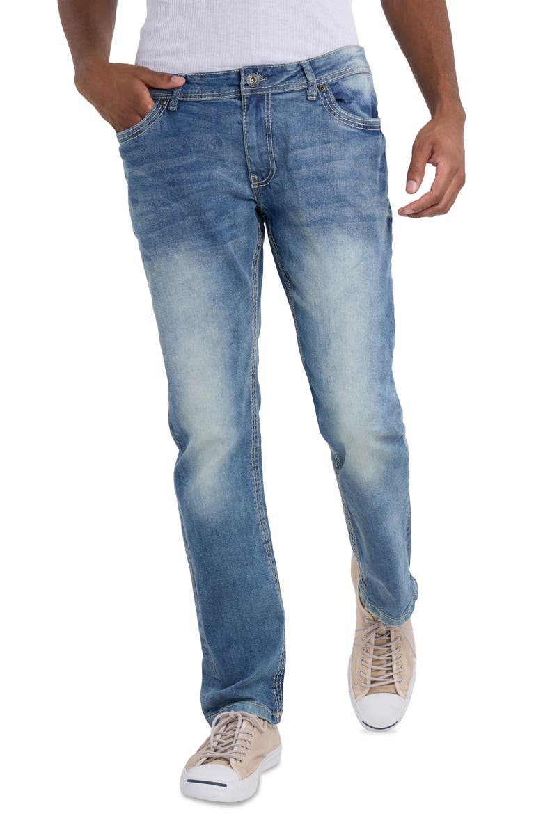 XRAY Saddle Stitch Stretch Straight Leg Jeans, Alternate, color, Vintage Blue