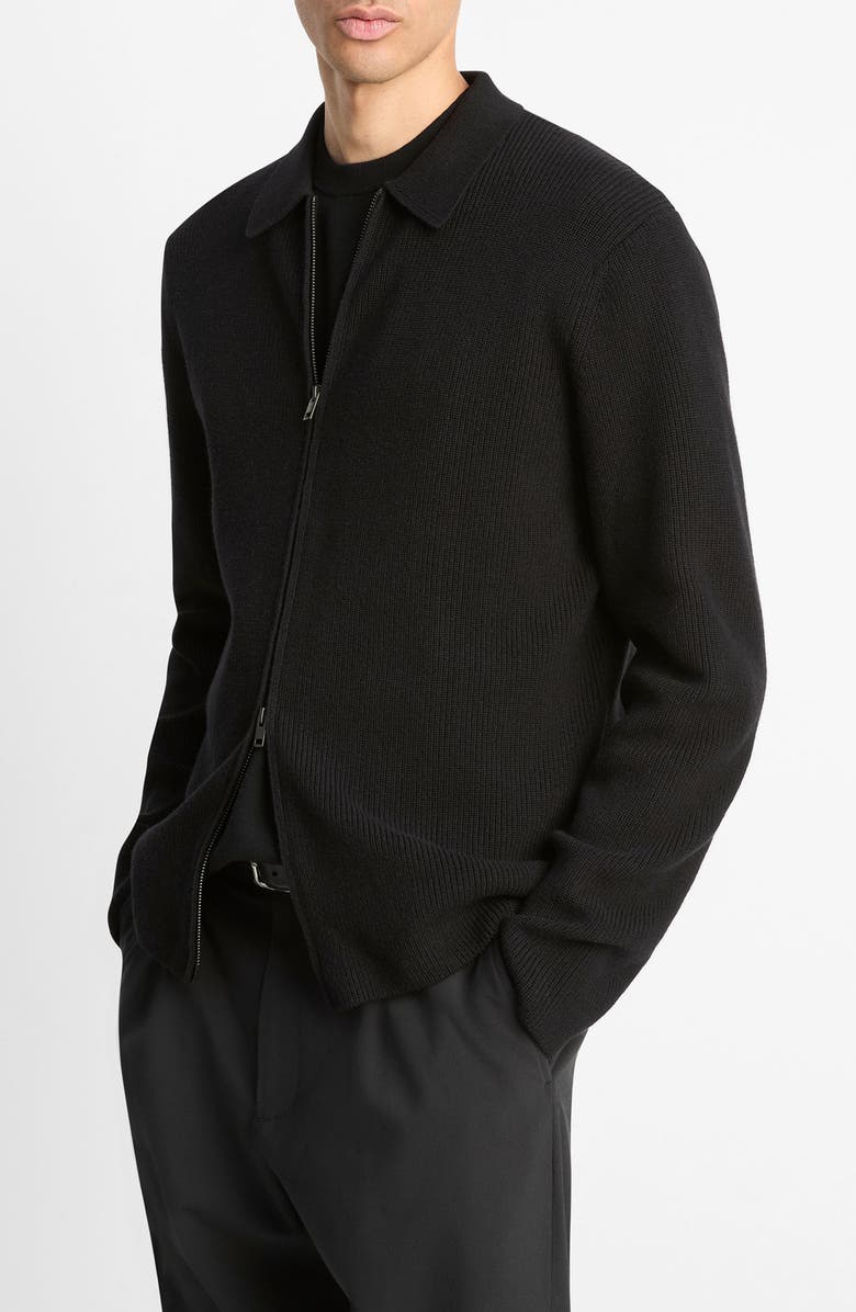 Vince Wool Blend Zip Cardigan, Alternate, color, Black