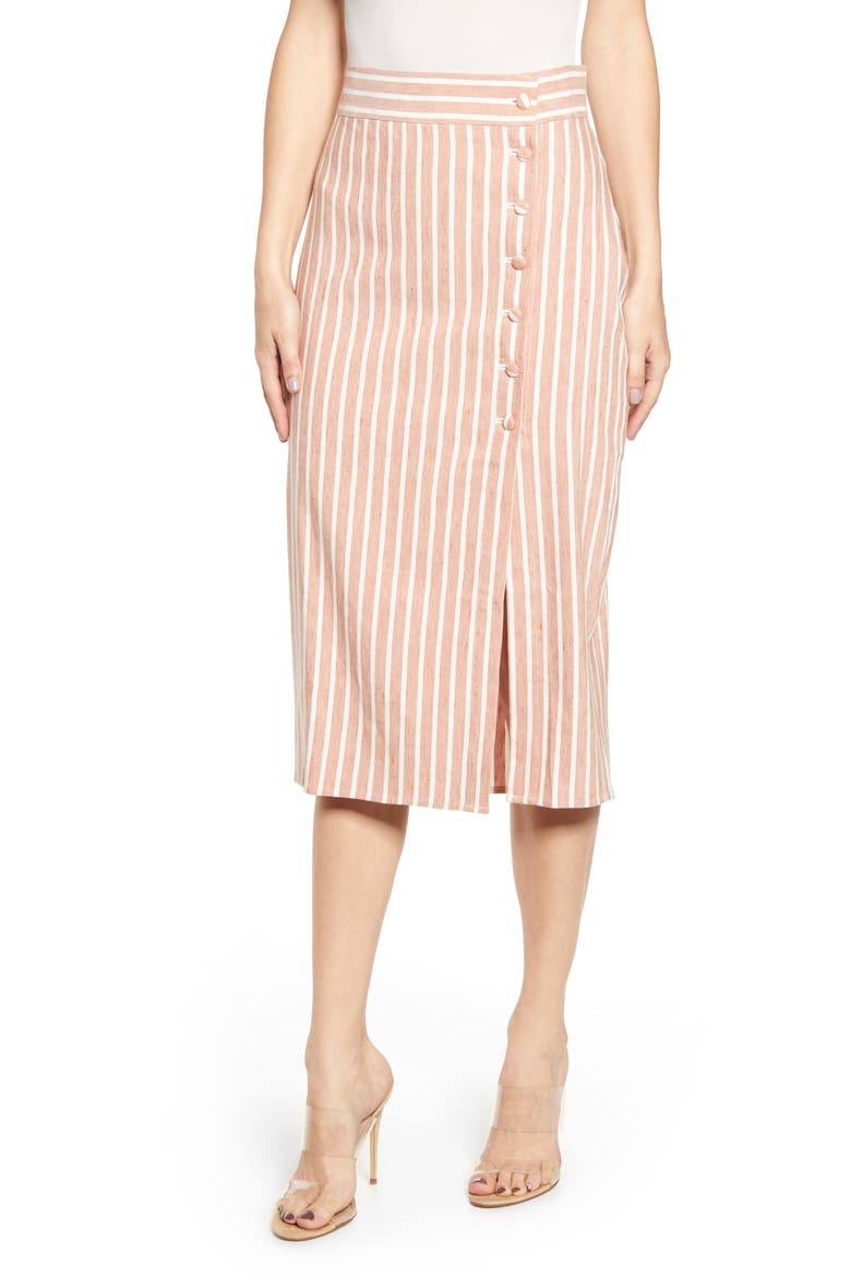 Stripe Midi Skirt, Main, color, TAN ADOBE MOLLY STRIPE