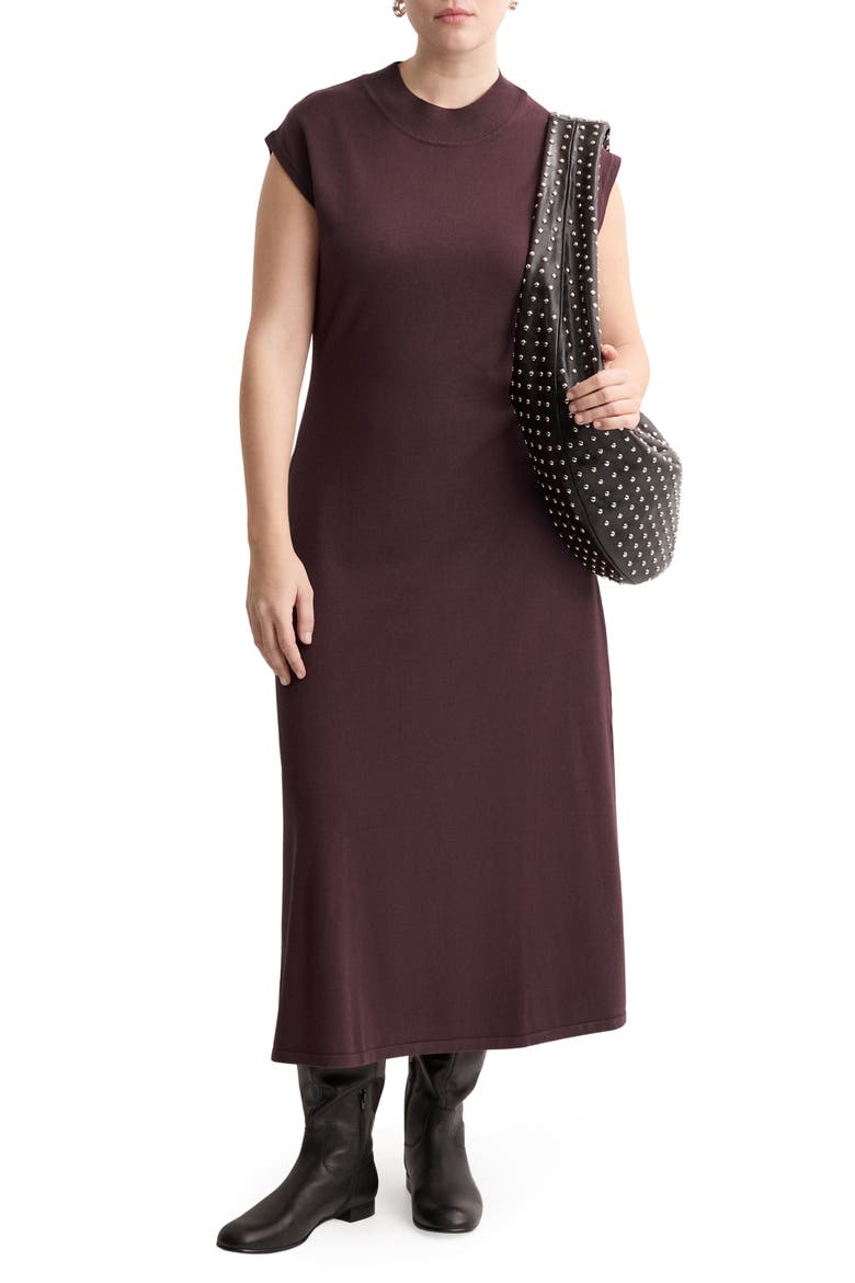 Mock Neck Midi Sweater Dress, Alternate, color, CHOCOLATE