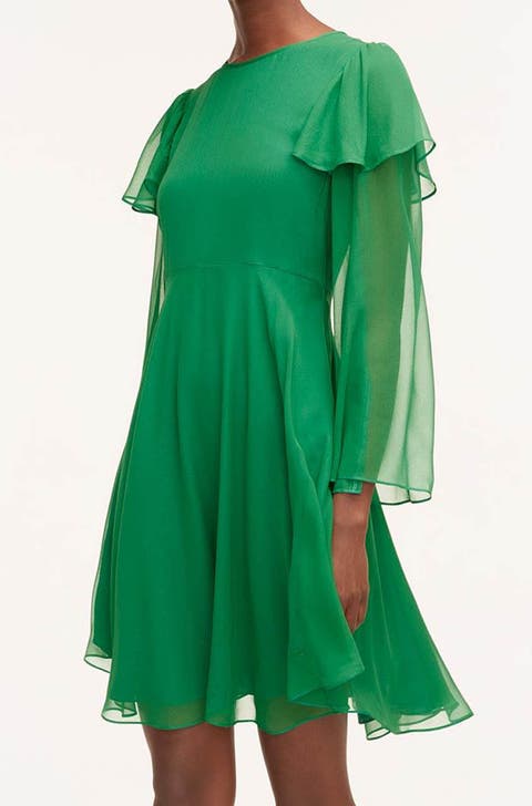 Rebecca Taylor Open shops Back Long Puff-Sleeve Gown