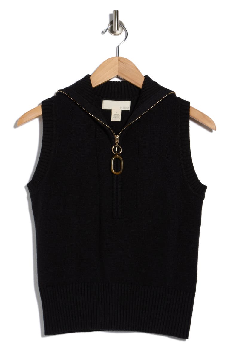Johanna Sleeveless Zip Front Top, Alternate, color, BLACK