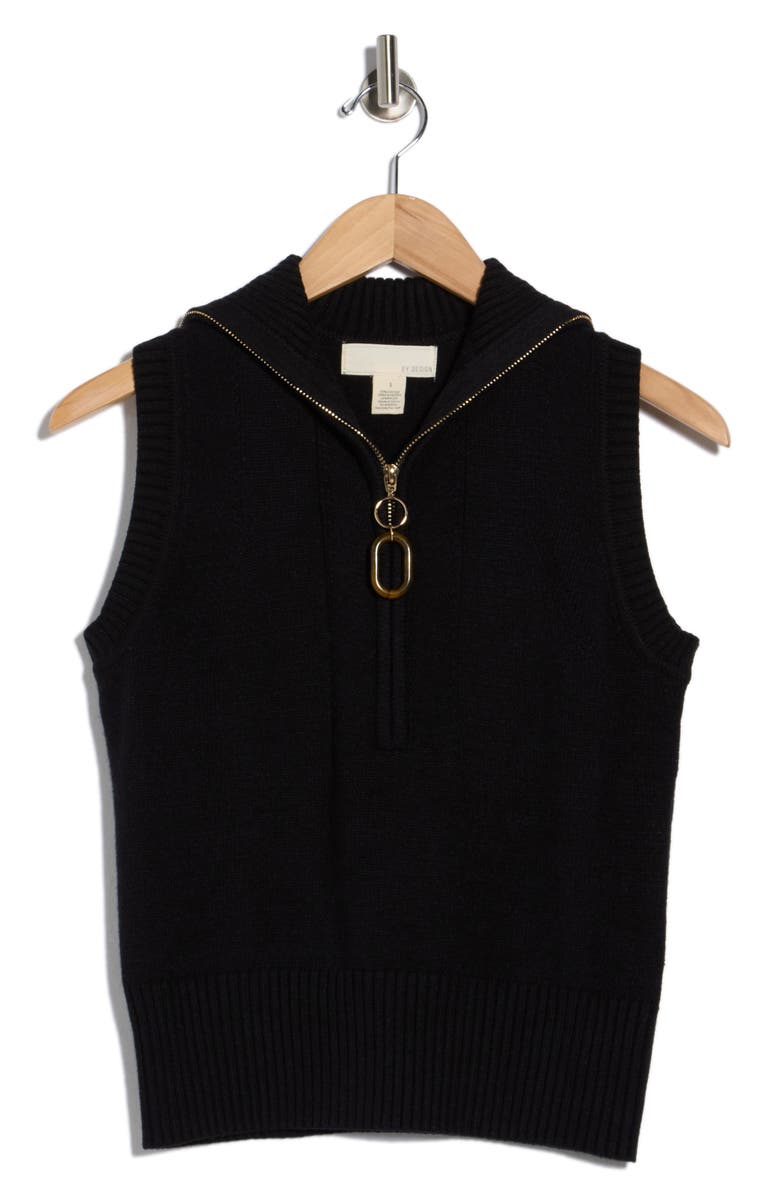 BY DESIGN Johanna Sleeveless Zip Front Top, Alternate, color, Black